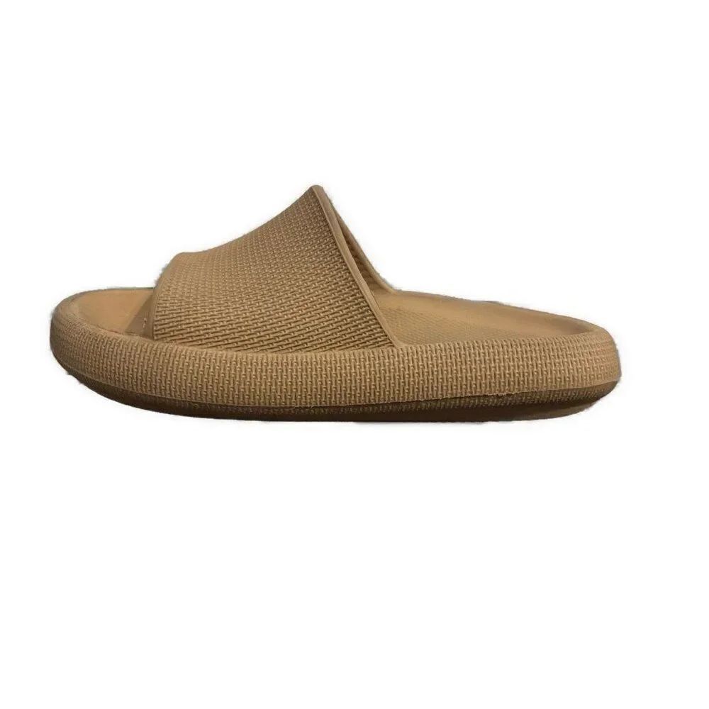 Womens Solid Tan Brown Beige Rubber Pool Slides Sandals 9 10